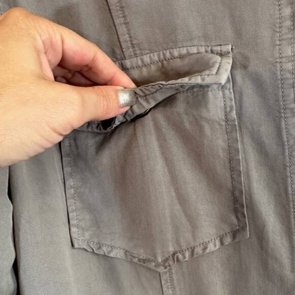 Sanctuary Gray Button Front Adjustable Waist Long Sleeve Shacket Women Sz S - Picture 6 of 11